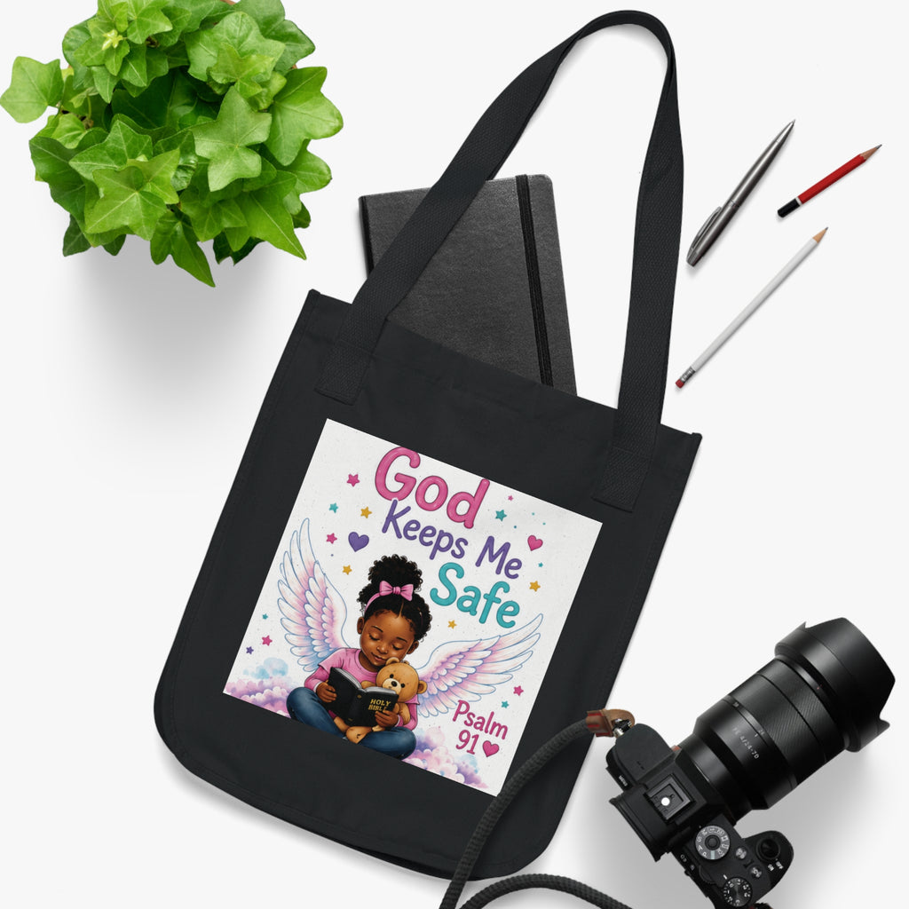 God keeps me safe -Organic Canvas Tote Bag