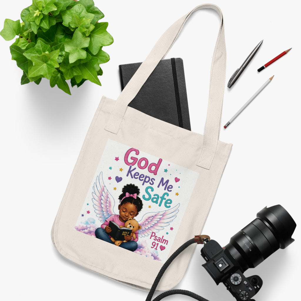 God keeps me safe -Organic Canvas Tote Bag