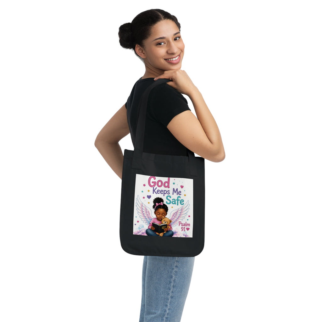 God keeps me safe -Organic Canvas Tote Bag