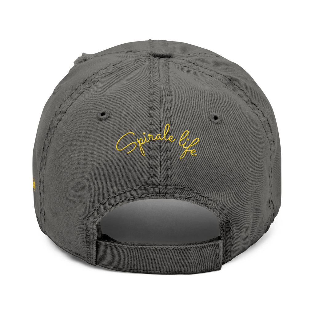 Distressed Embroidered Dad Hat — Harlem Vintage — Retro Harlem Street Scene Graphic& “Spirale Life” Script