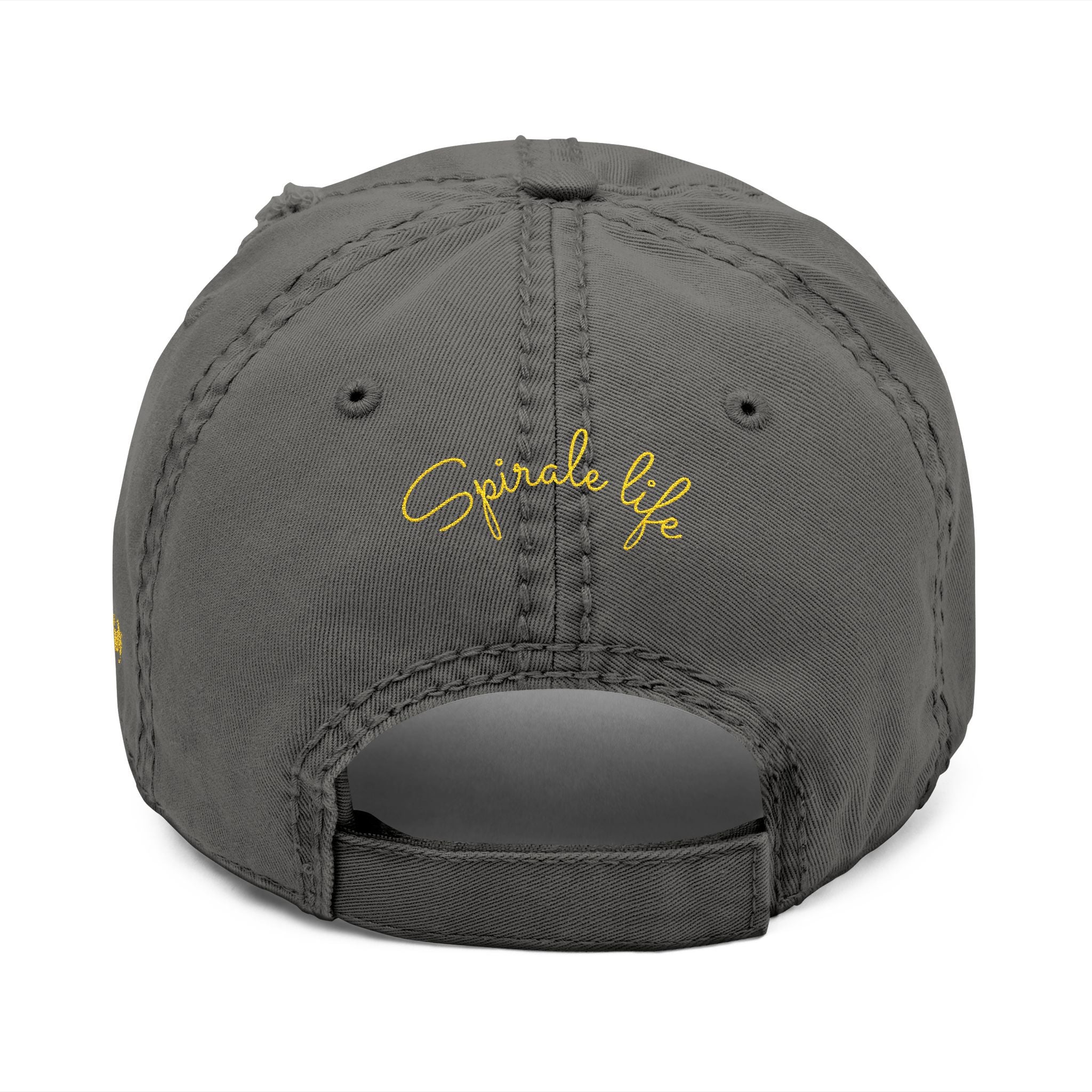 Distressed Embroidered Dad Hat — Harlem Vintage — Retro Harlem Street Scene Graphic& “Spirale Life” Script