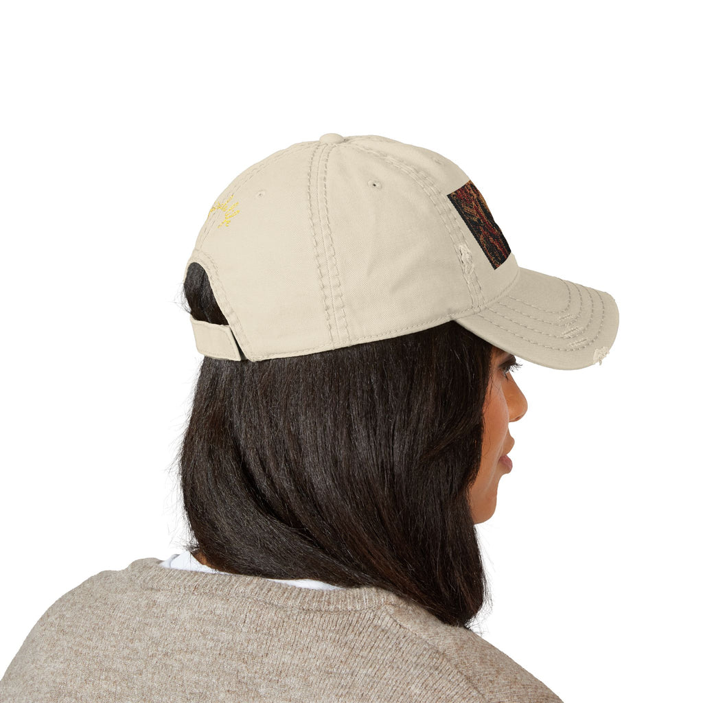 Distressed Embroidered Dad Hat — Harlem Vintage — Retro Harlem Street Scene Graphic& “Spirale Life” Script