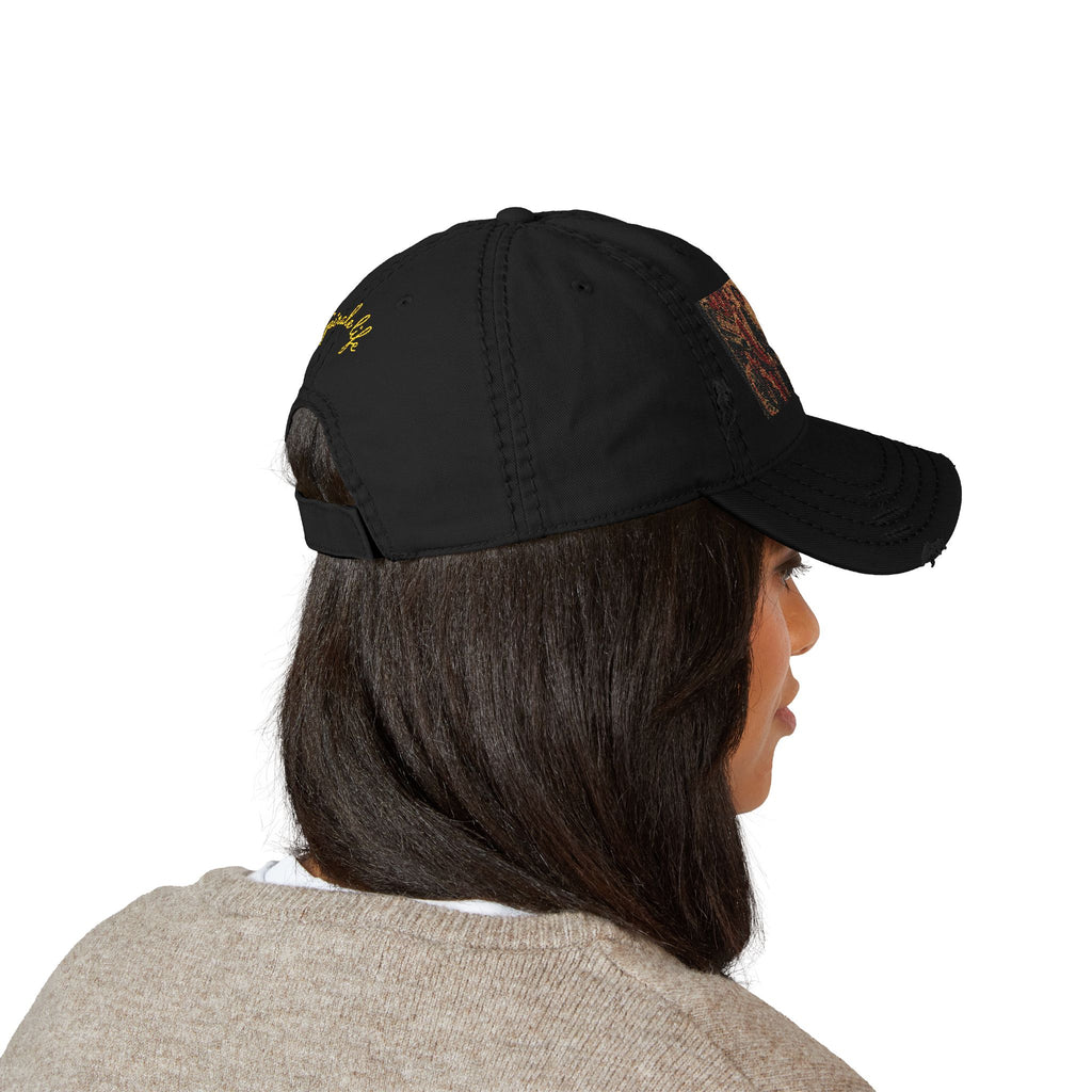 Distressed Embroidered Dad Hat — Harlem Vintage — Retro Harlem Street Scene Graphic& “Spirale Life” Script