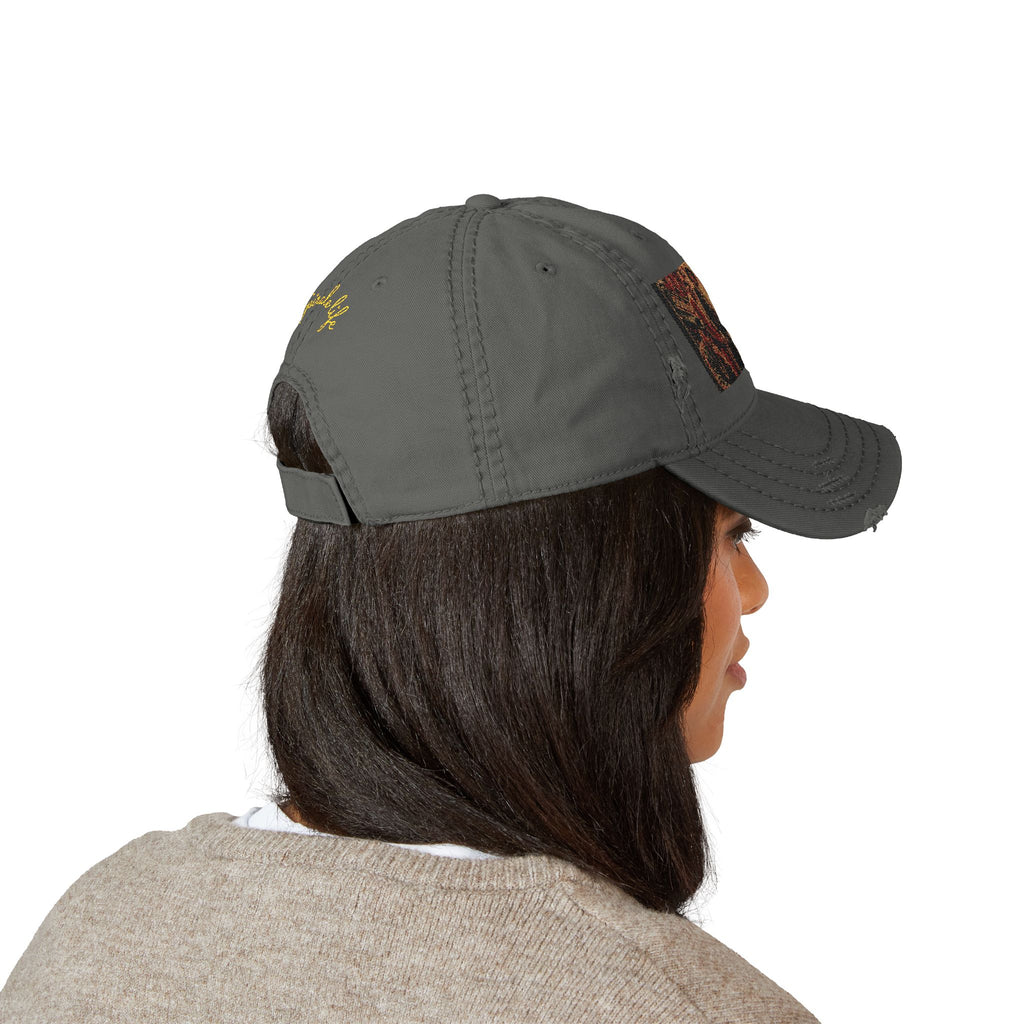 Distressed Embroidered Dad Hat — Harlem Vintage — Retro Harlem Street Scene Graphic& “Spirale Life” Script