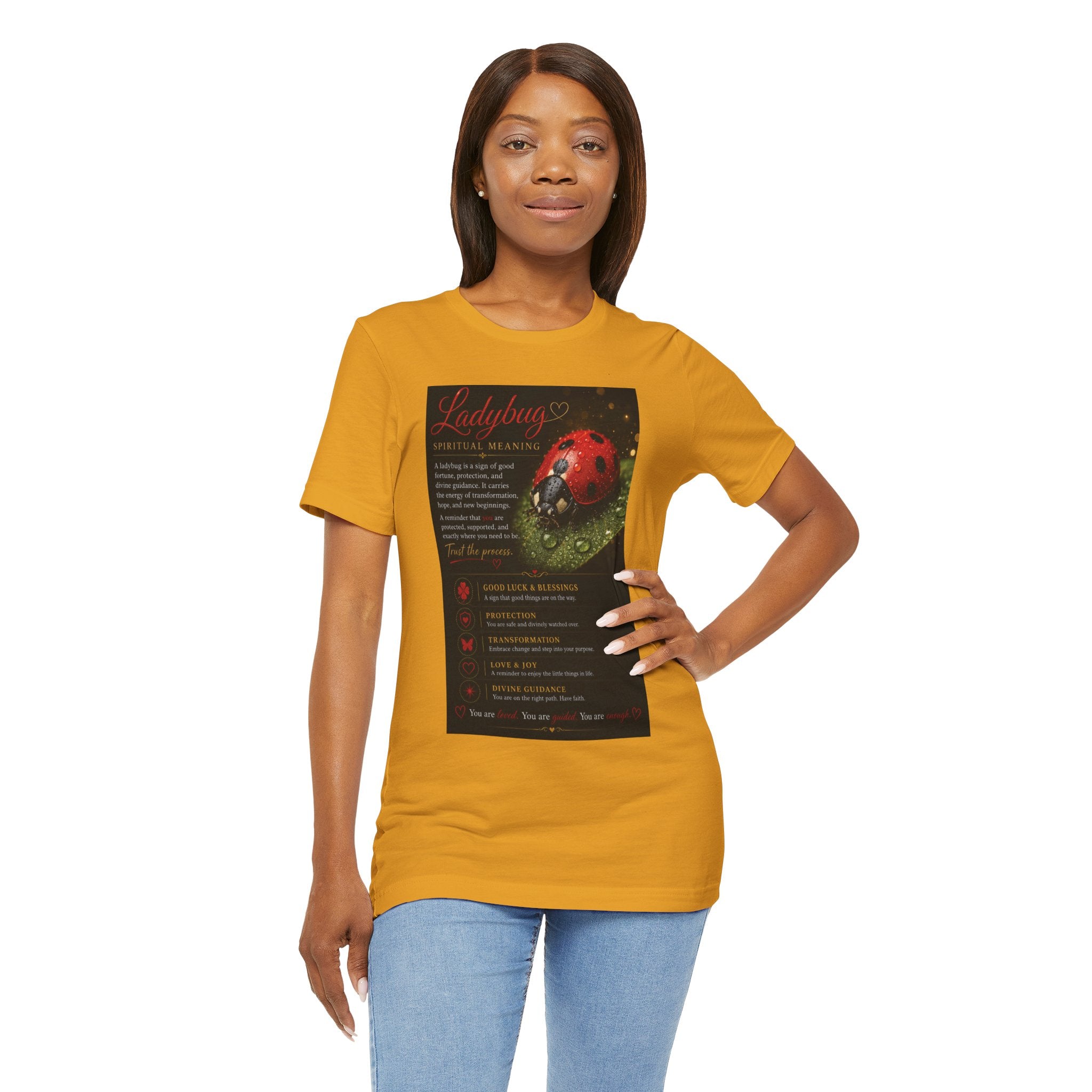 Ladybug Spiritual Meaning Tee — 'Divine Alignment' Inspirational Graphic T-Shirt