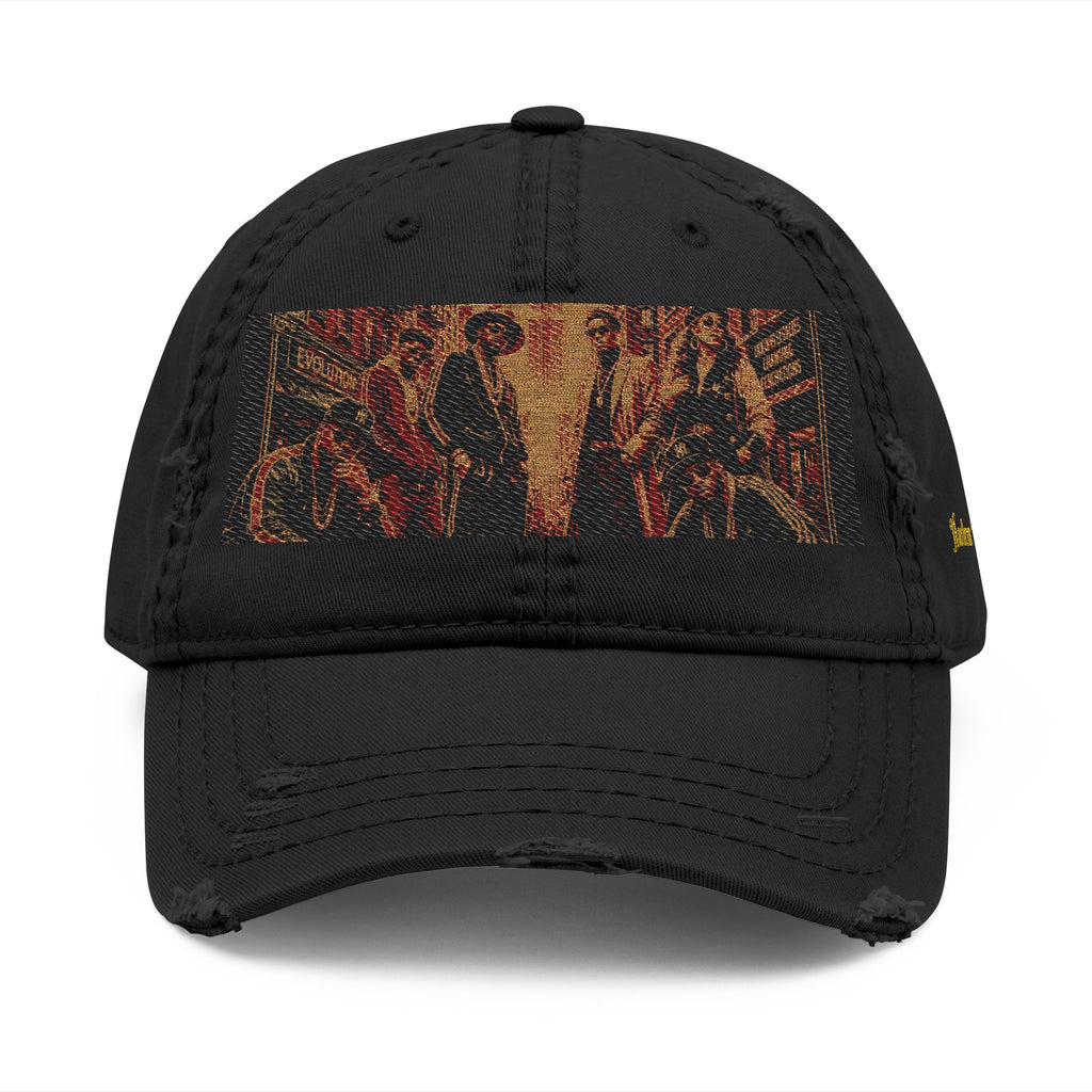 Distressed Embroidered Dad Hat — Harlem Vintage — Retro Harlem Street Scene Graphic& “Spirale Life” Script