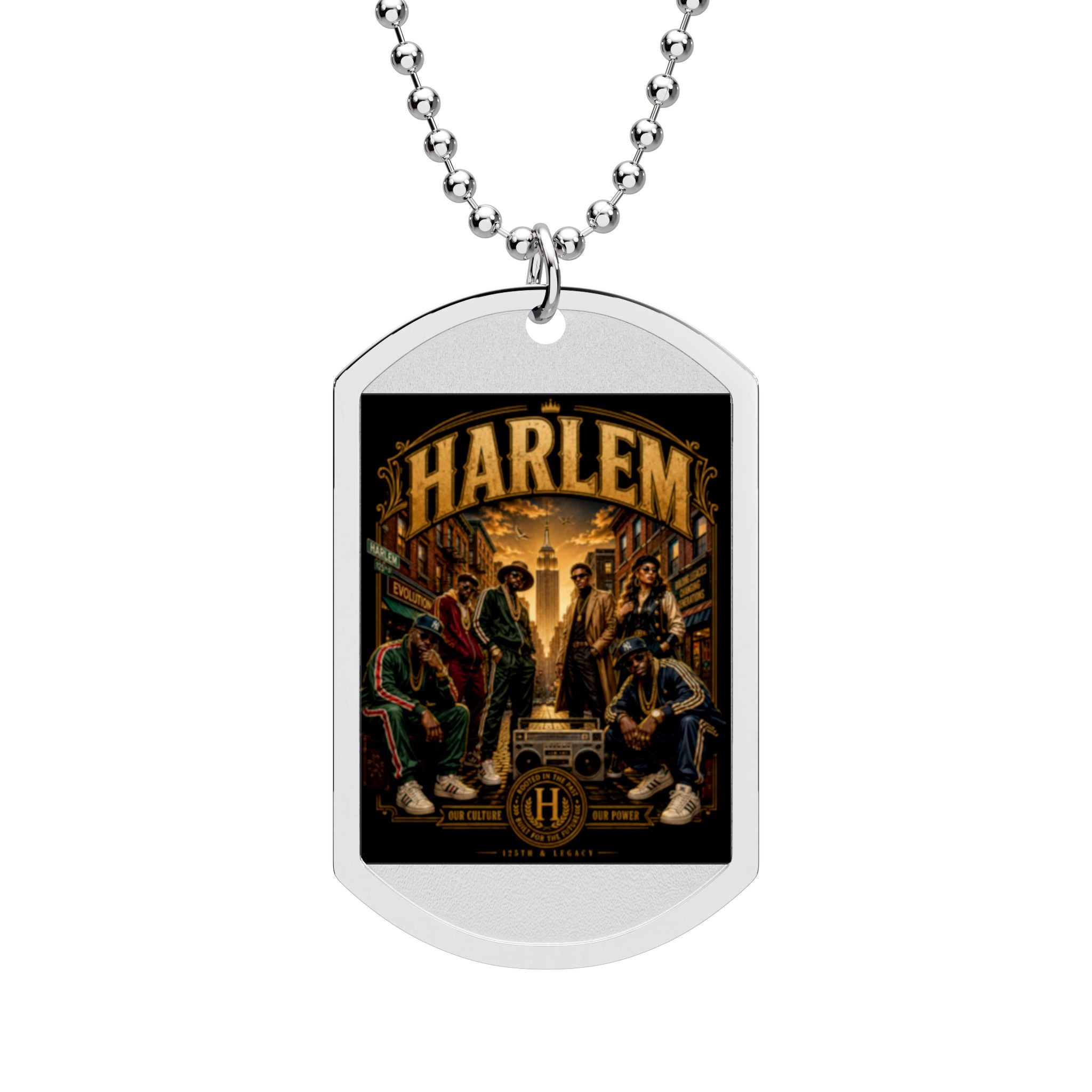 Harlem Vintage Poster Dog Tag Necklace