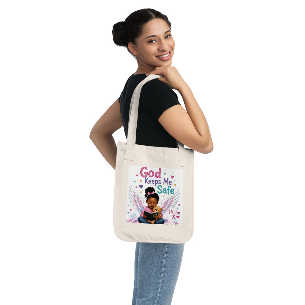 God keeps me safe -Organic Canvas Tote Bag