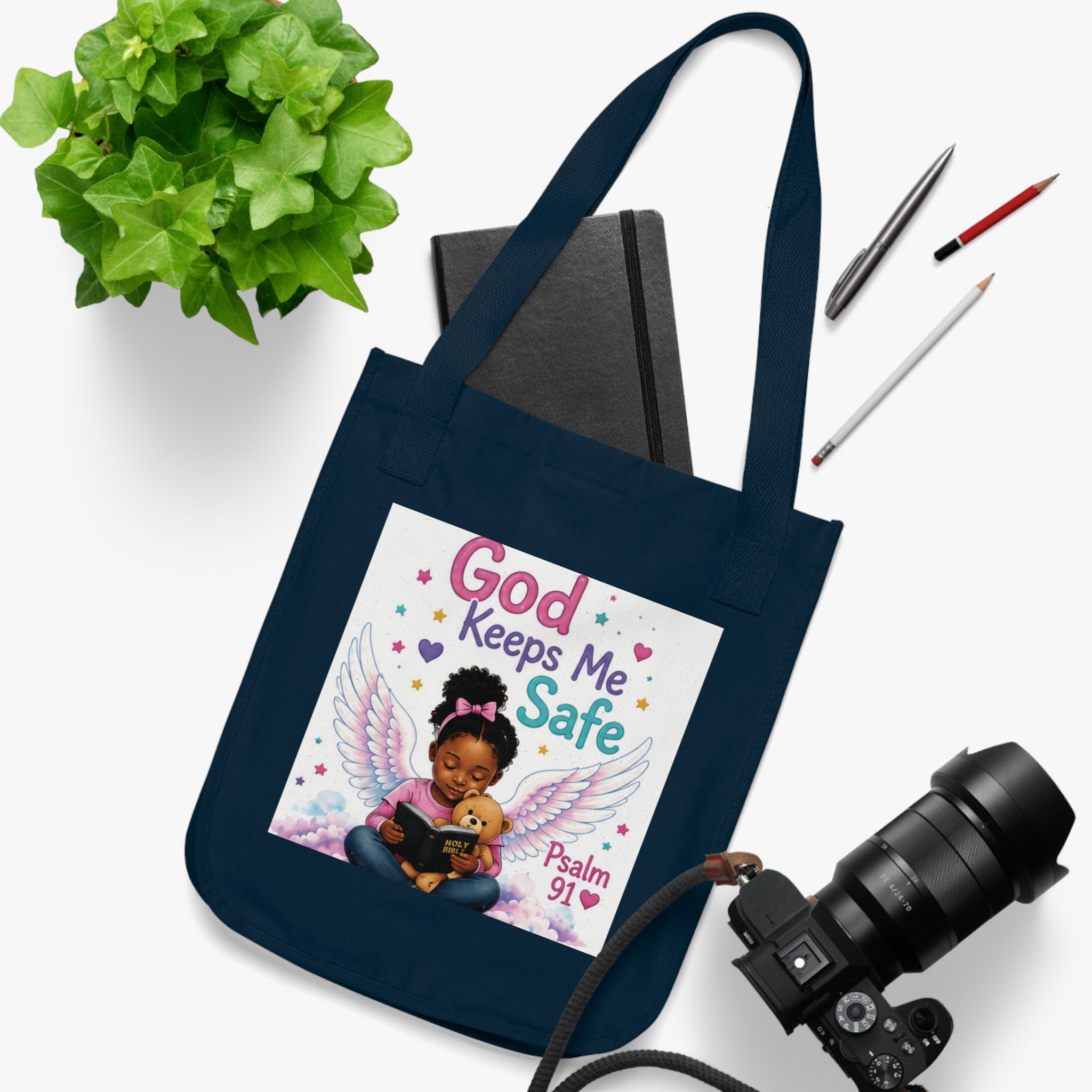 God keeps me safe -Organic Canvas Tote Bag
