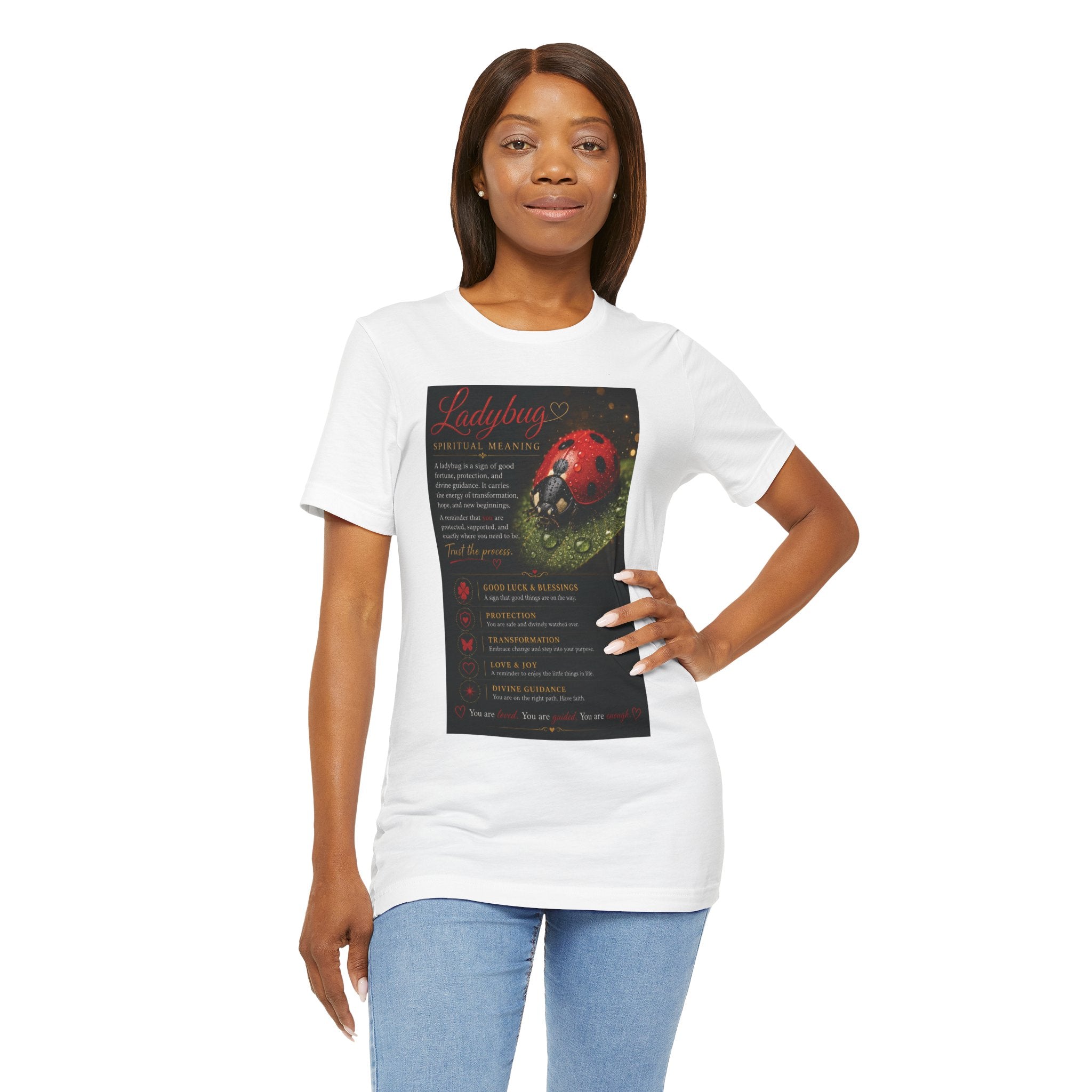 Ladybug Spiritual Meaning Tee — 'Divine Alignment' Inspirational Graphic T-Shirt
