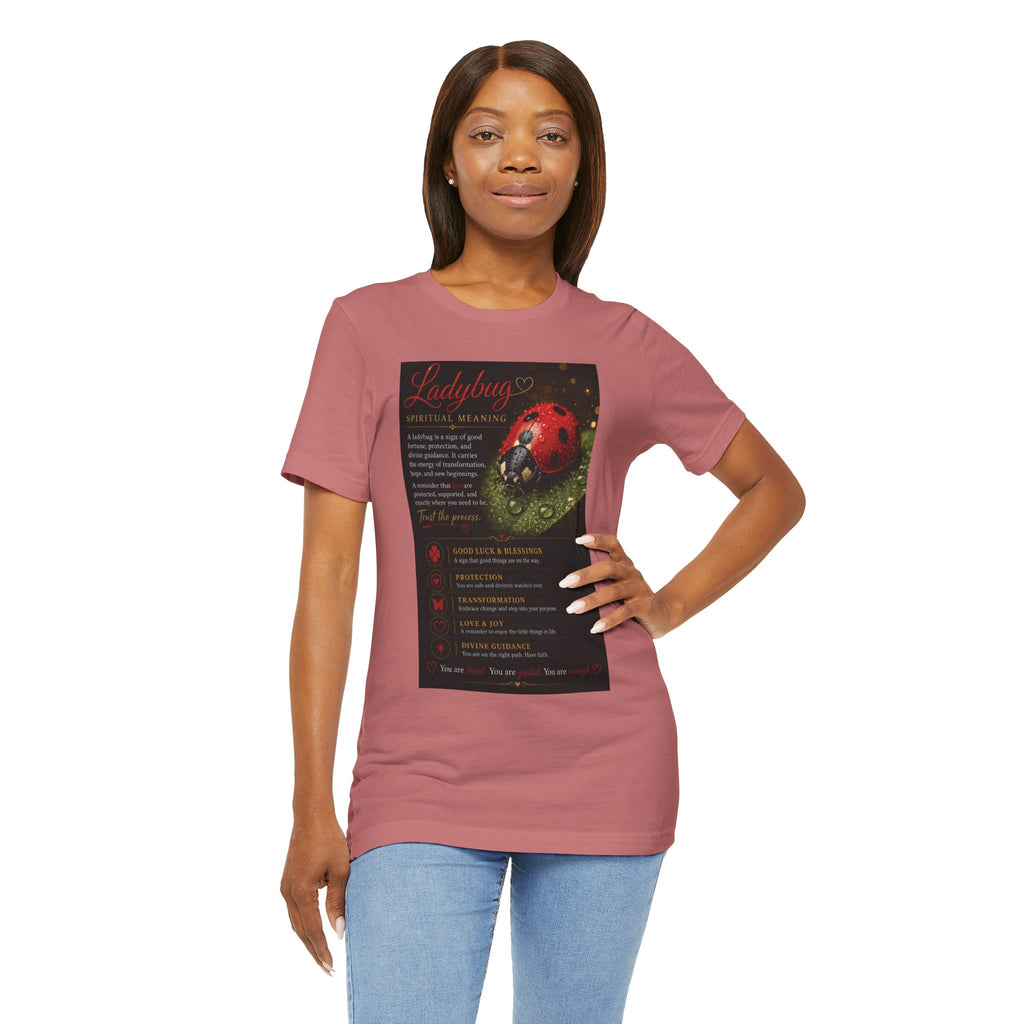 Ladybug Spiritual Meaning Tee — 'Divine Alignment' Inspirational Graphic T-Shirt
