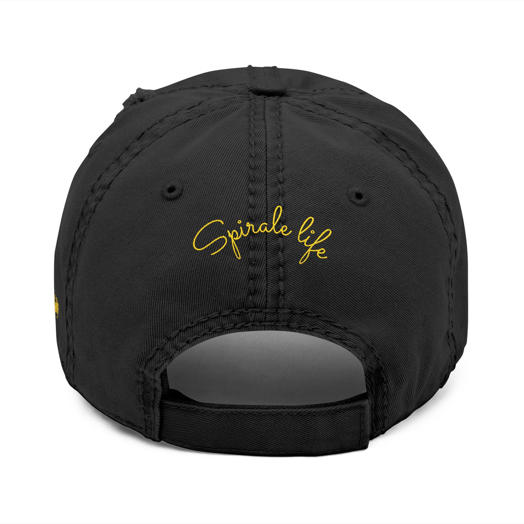 Distressed Embroidered Dad Hat — Harlem Vintage — Retro Harlem Street Scene Graphic& “Spirale Life” Script
